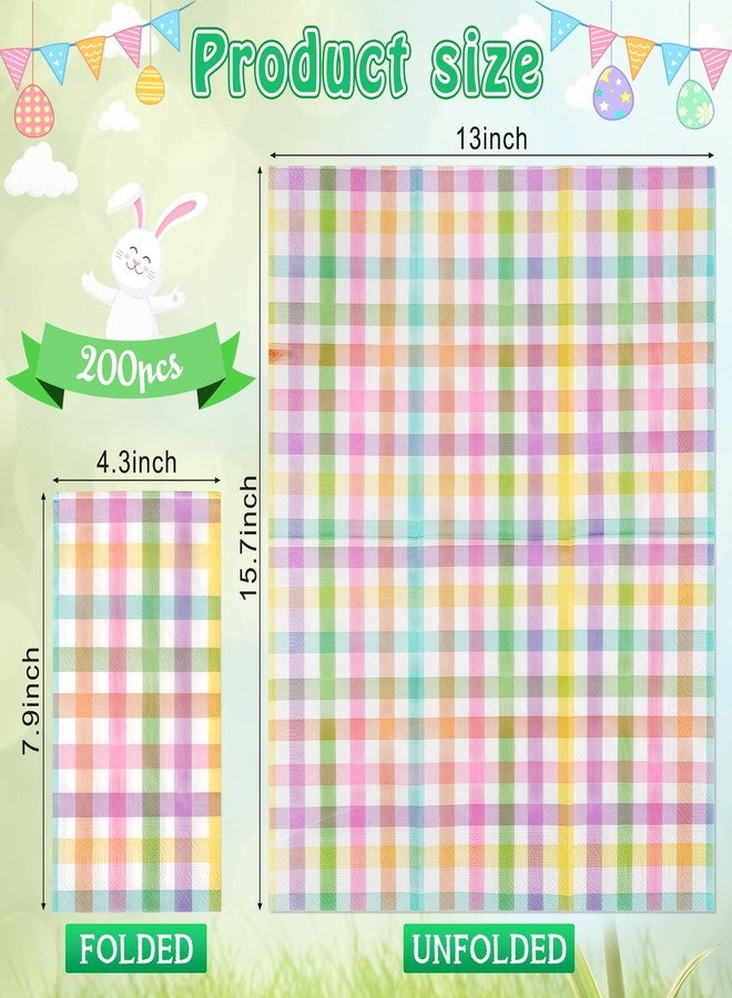 Jectivs 100Pcs Easter Pastel Buffalo Plaid Napkins Decorations,Disposable Spring Purple Pink Blue Yellow Guest Hand Paper Napkins for Home Bathroom Wedding Baby Shower Picnic Easter Birthday Party Supplies - Image 2